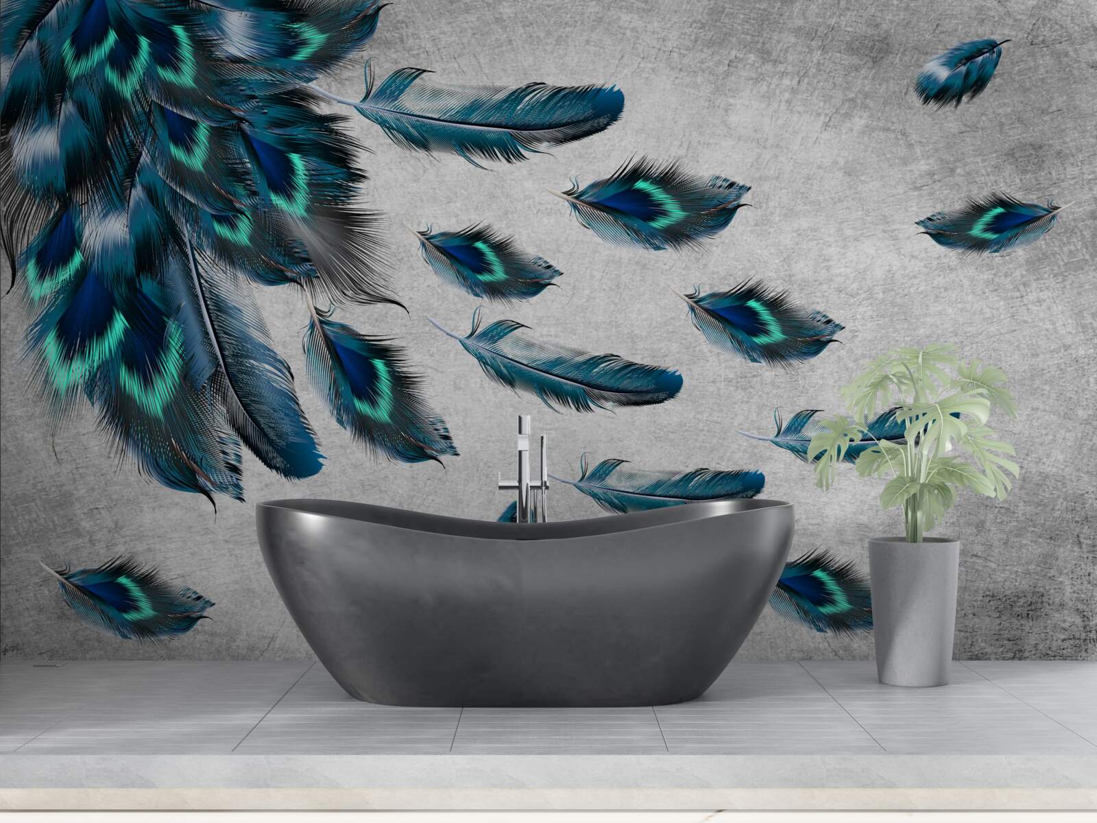 Fototapeta pávie perá, ktoré odlietajú