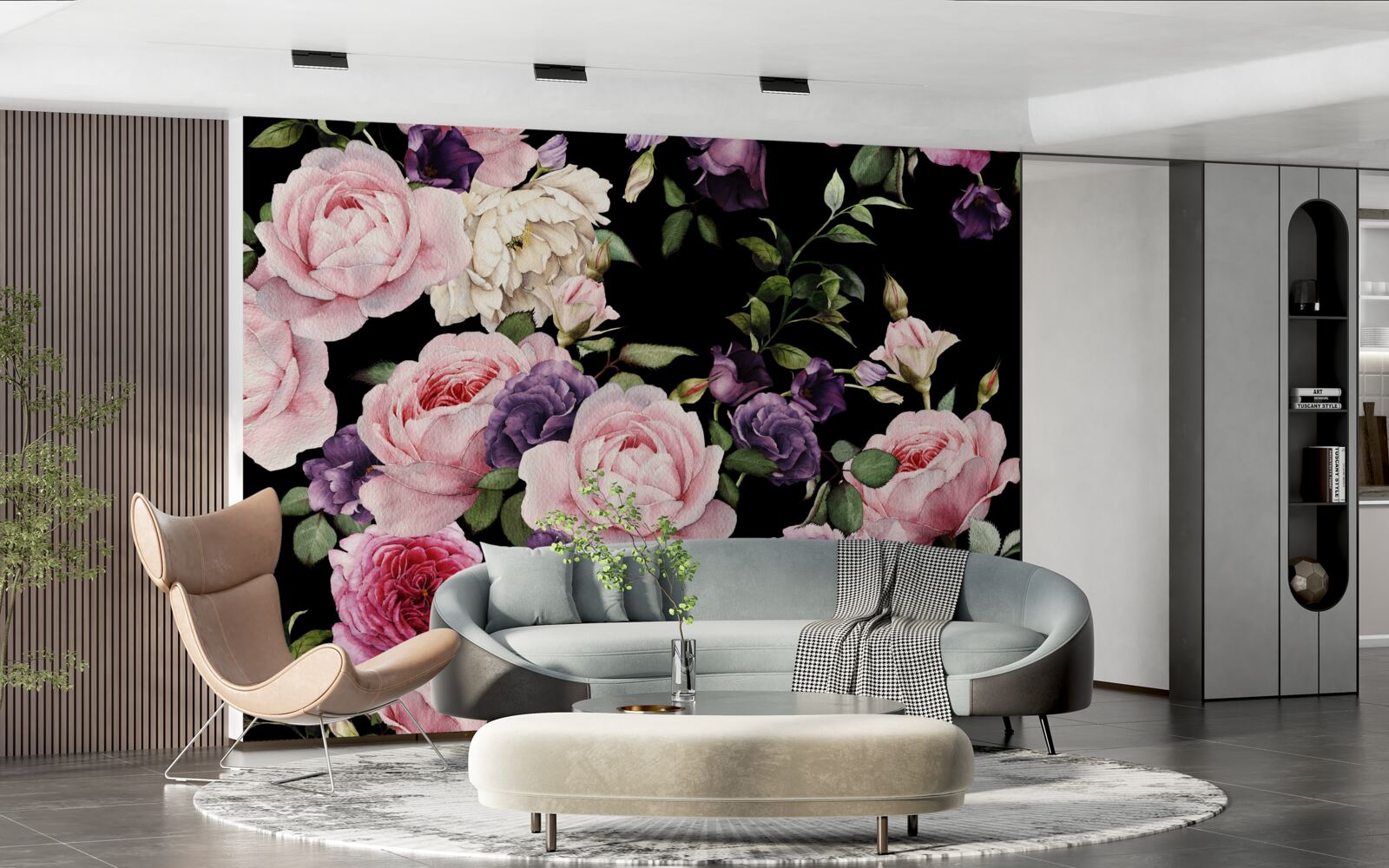 Fototapeta veľké ruže na čiernom pozadí