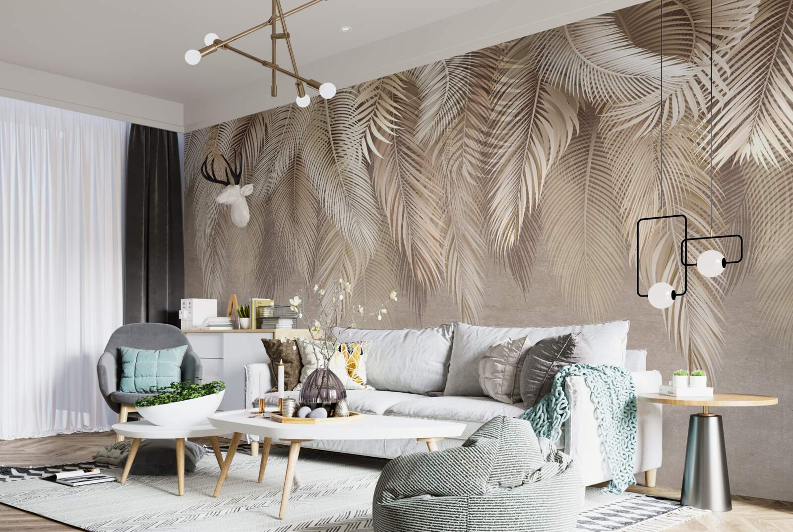 Fototapeta veľa zlatých páperových búnd