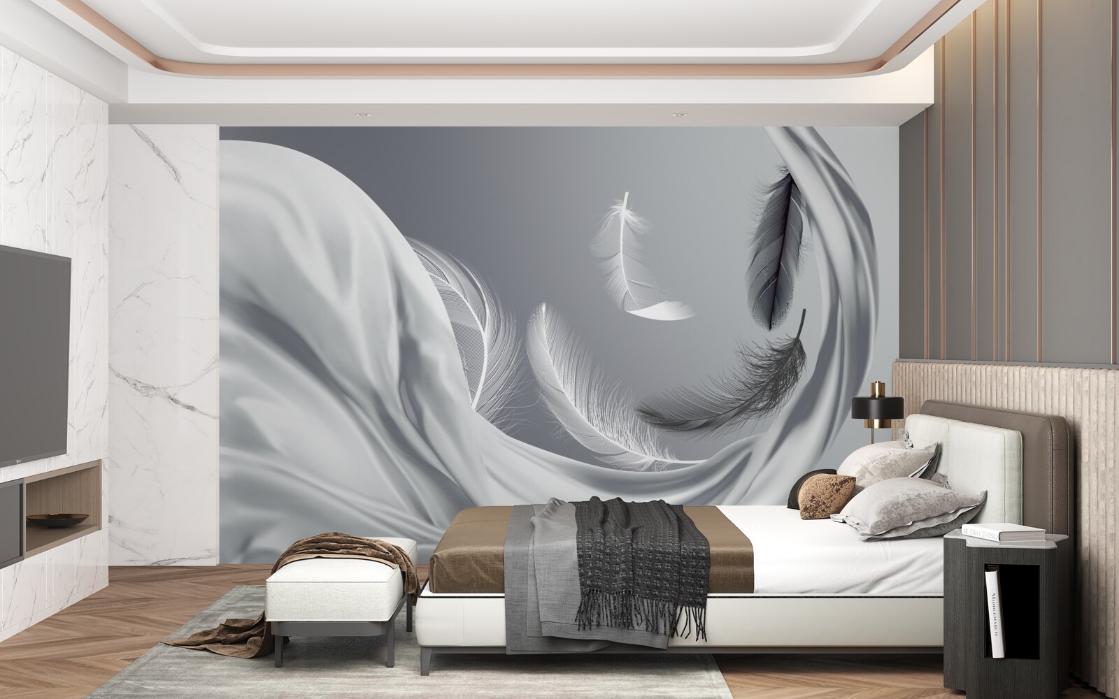 Fototapeta skrútené, lesklé biele perie