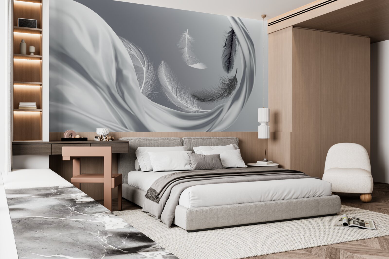 Fototapeta skrútené, lesklé biele perie