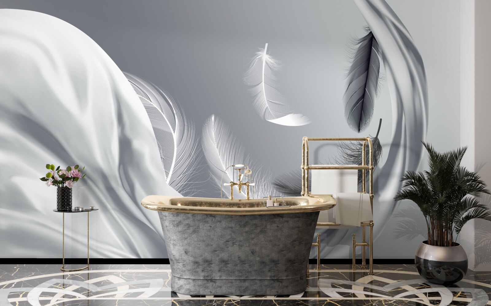 Fototapeta skrútené, lesklé biele perie