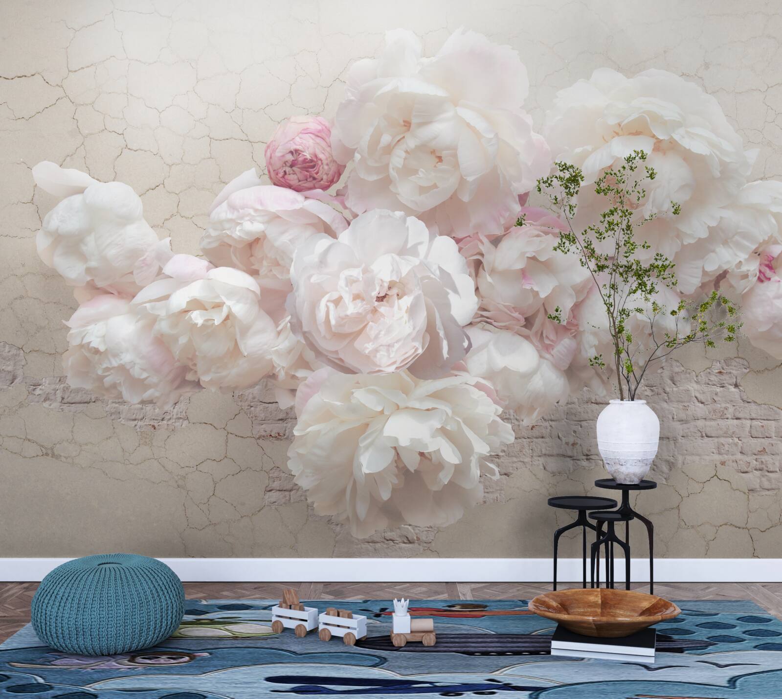 Fototapeta mäkké pivonky v bielej a ružovej farbe