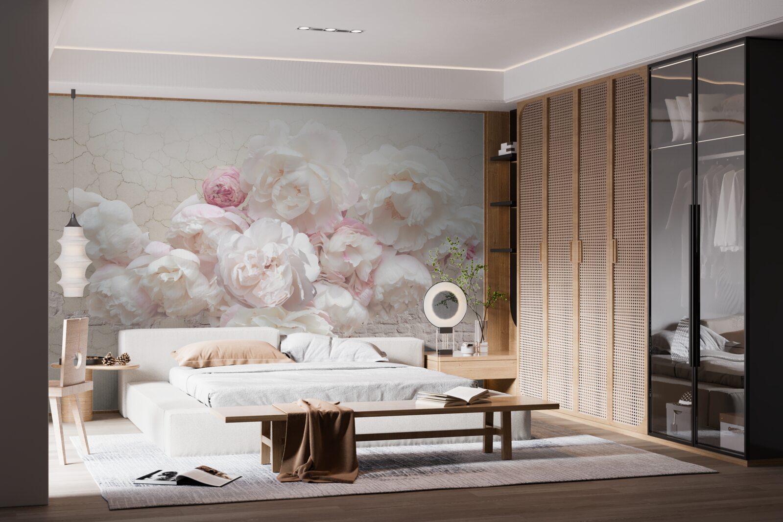 Fototapeta mäkké pivonky v bielej a ružovej farbe