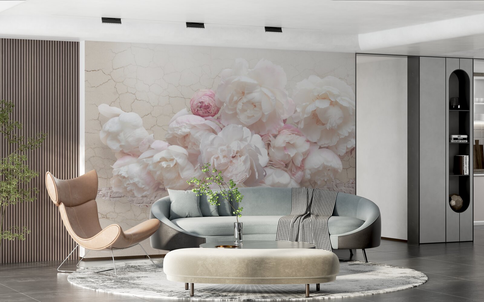 Fototapeta mäkké pivonky v bielej a ružovej farbe