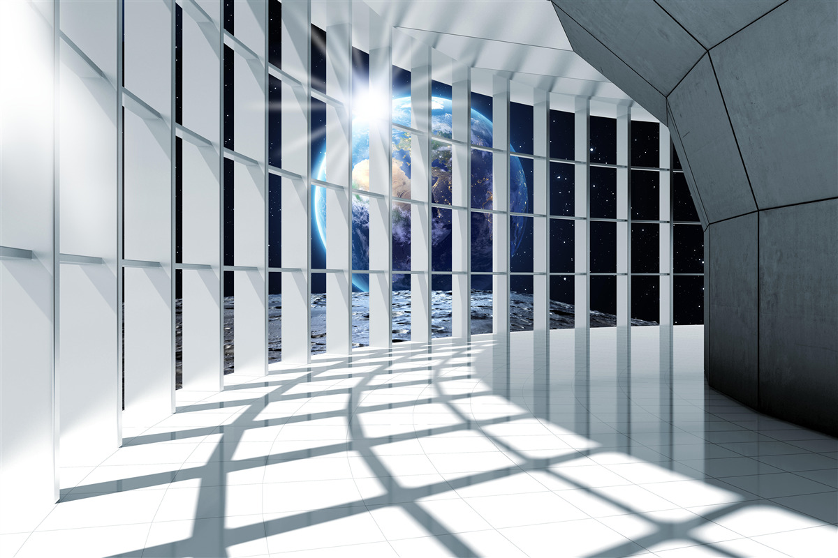 Fototapeta Svetlo z planéty preniká cez priechod budovy