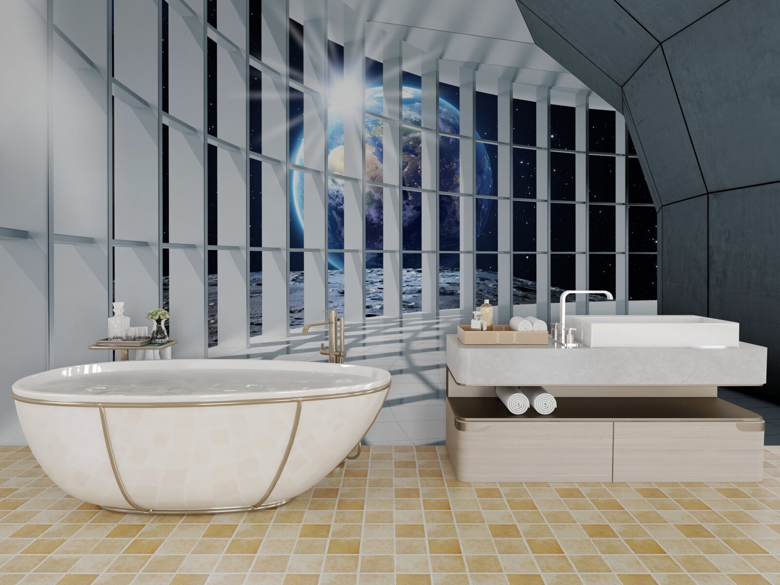 Fototapeta Svetlo z planéty preniká cez priechod budovy