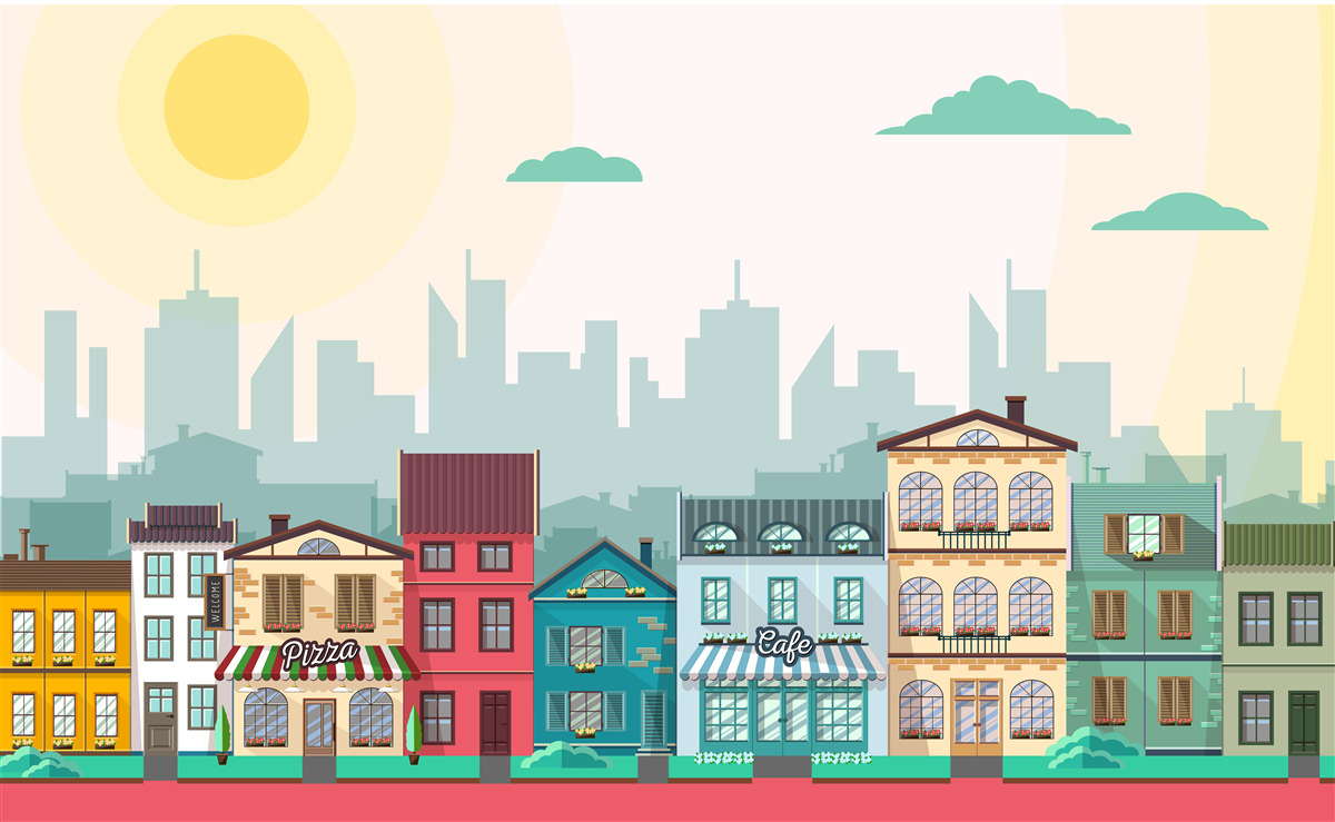 Fototapeta Roztomilé domčeky v rôznych farbách