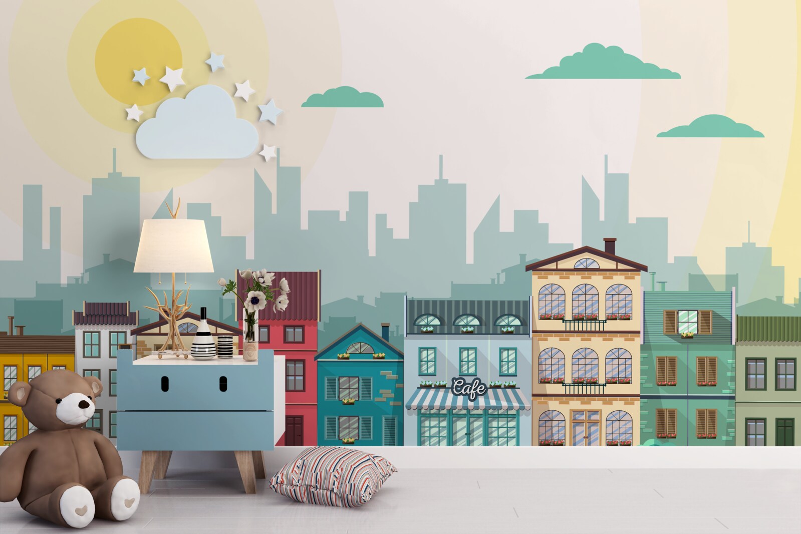 Fototapeta Roztomilé domčeky v rôznych farbách