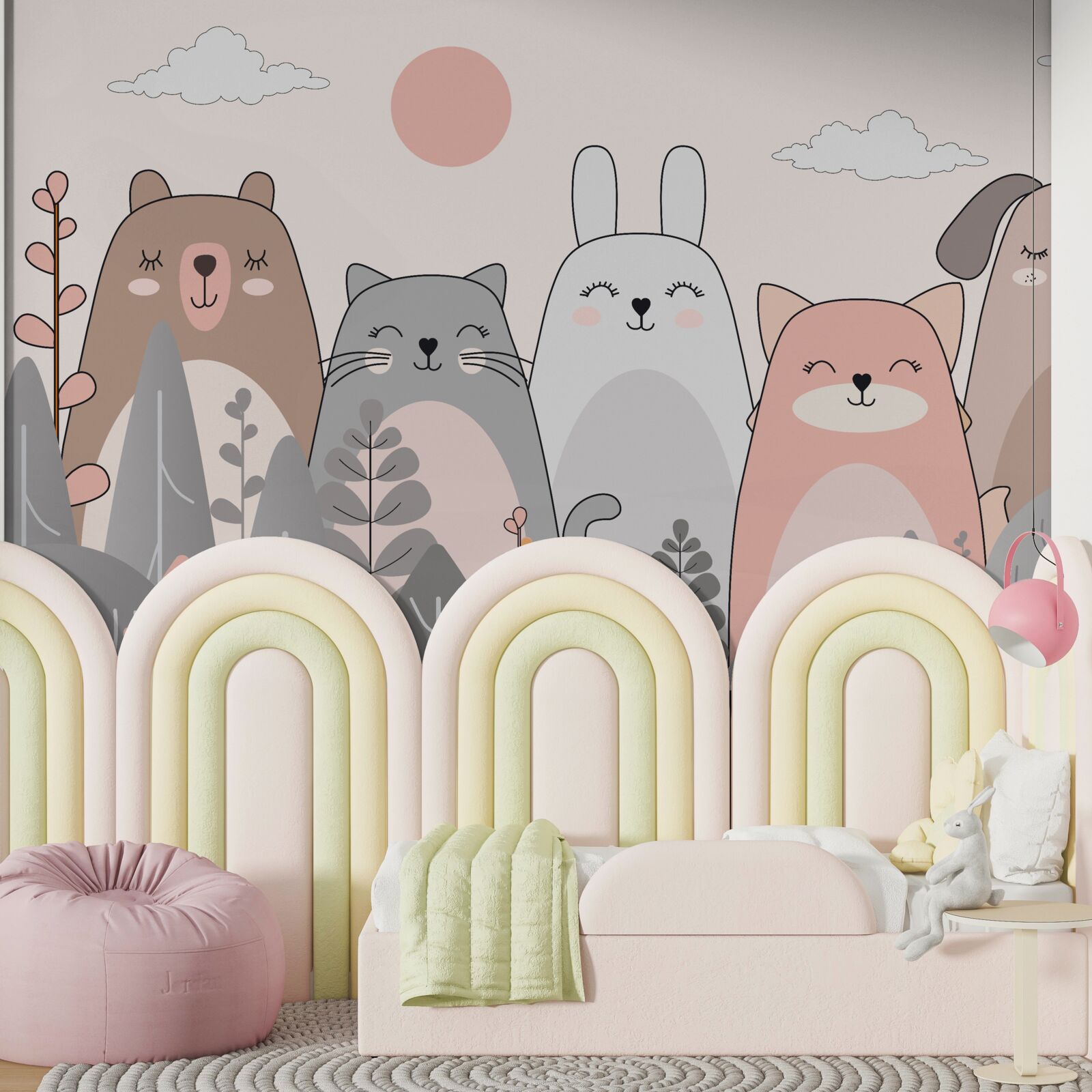 Fototapeta päť roztomilých a rozmanitých zvierat