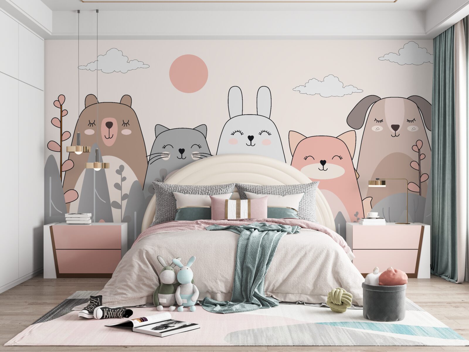 Fototapeta päť roztomilých a rozmanitých zvierat