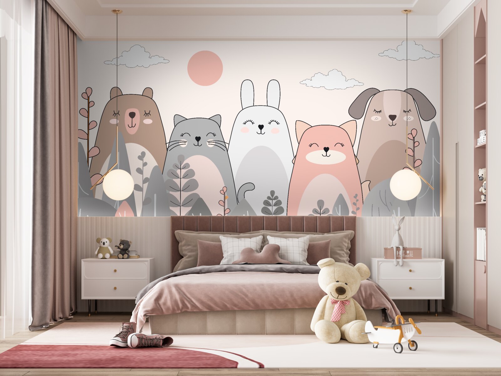 Fototapeta päť roztomilých a rozmanitých zvierat