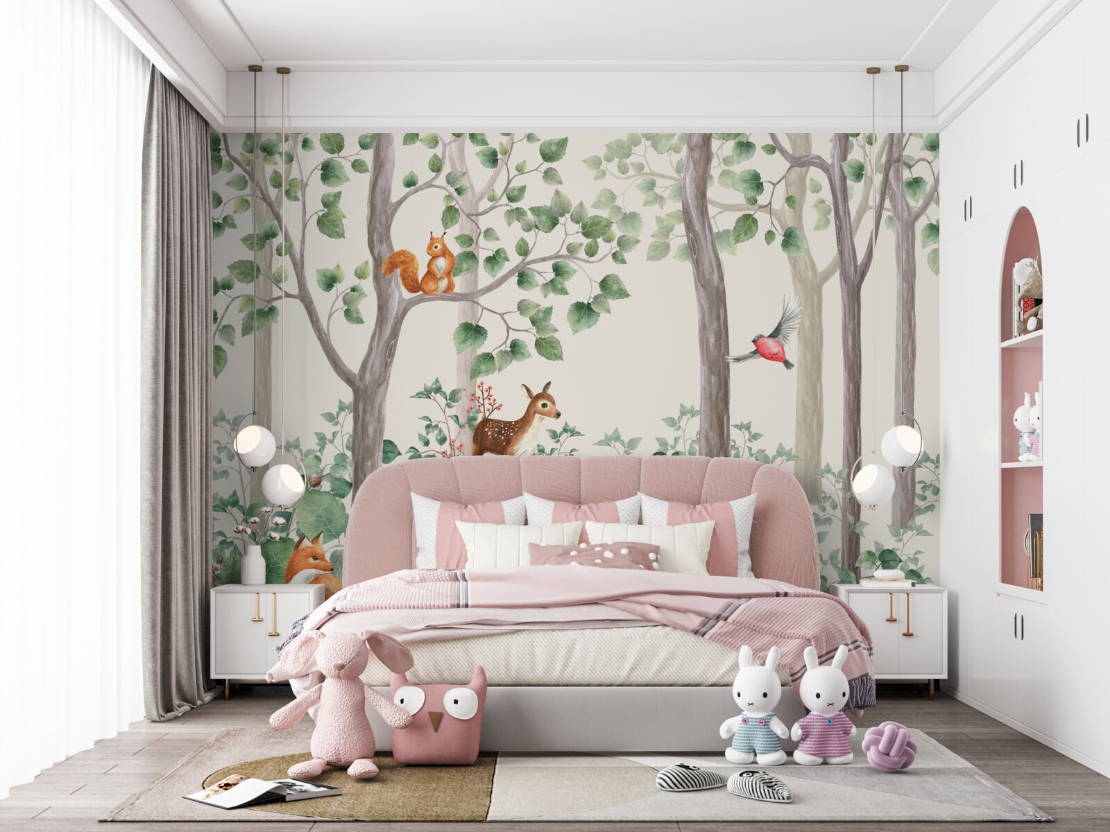 Fototapeta zvieratká a vtáky v lese ako z rozprávky