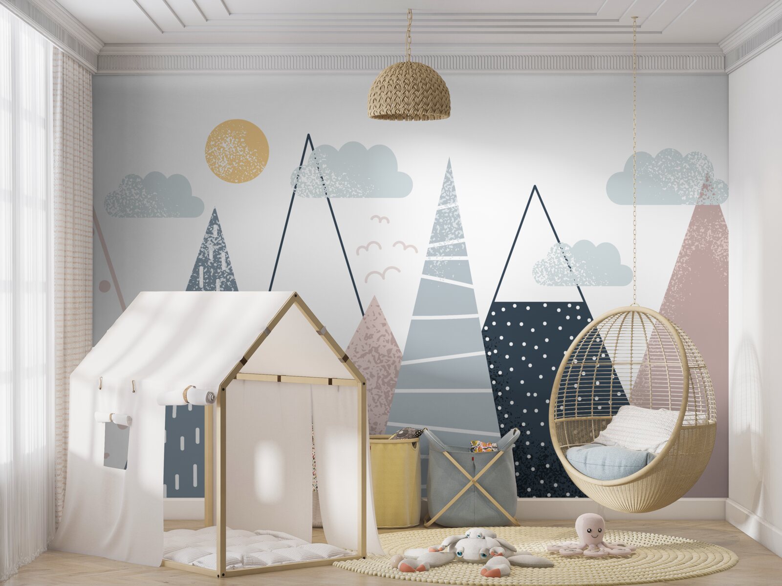 Fototapeta vrcholky hôr sú osvetlené slnkom