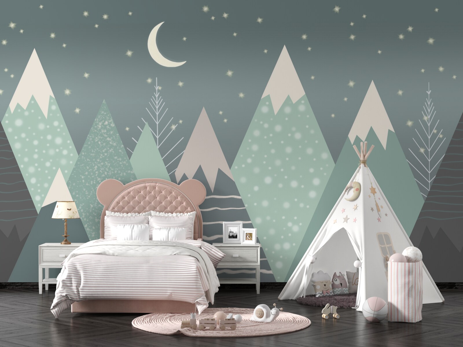 Fototapeta hory v mesačnom svite