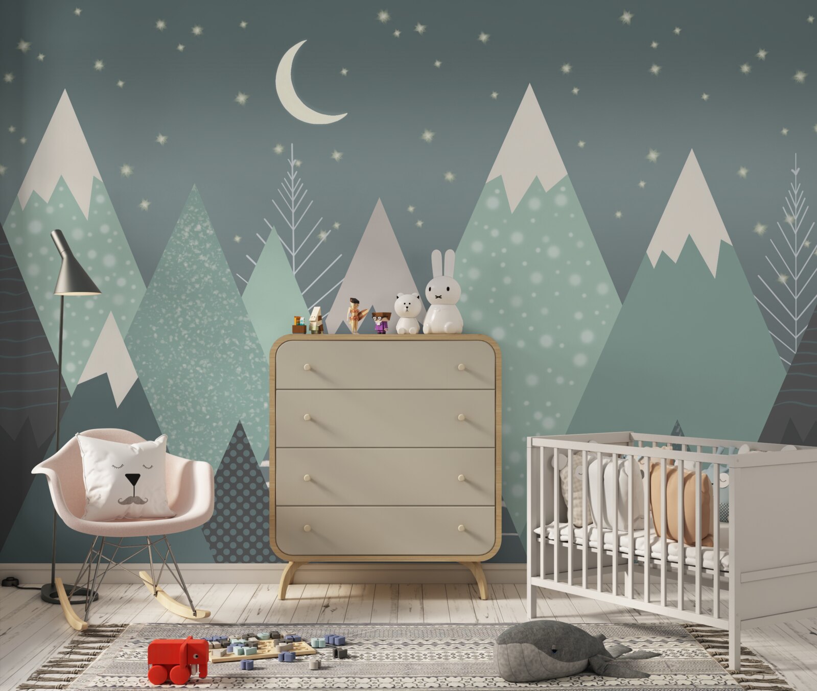 Fototapeta hory v mesačnom svite