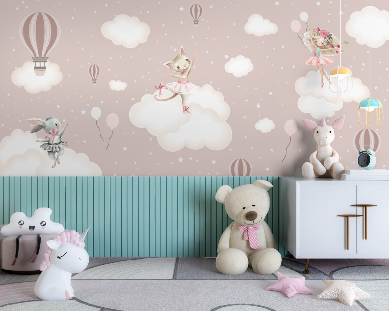 Fototapeta očarujúce stvorenia osvetľujú oblaky