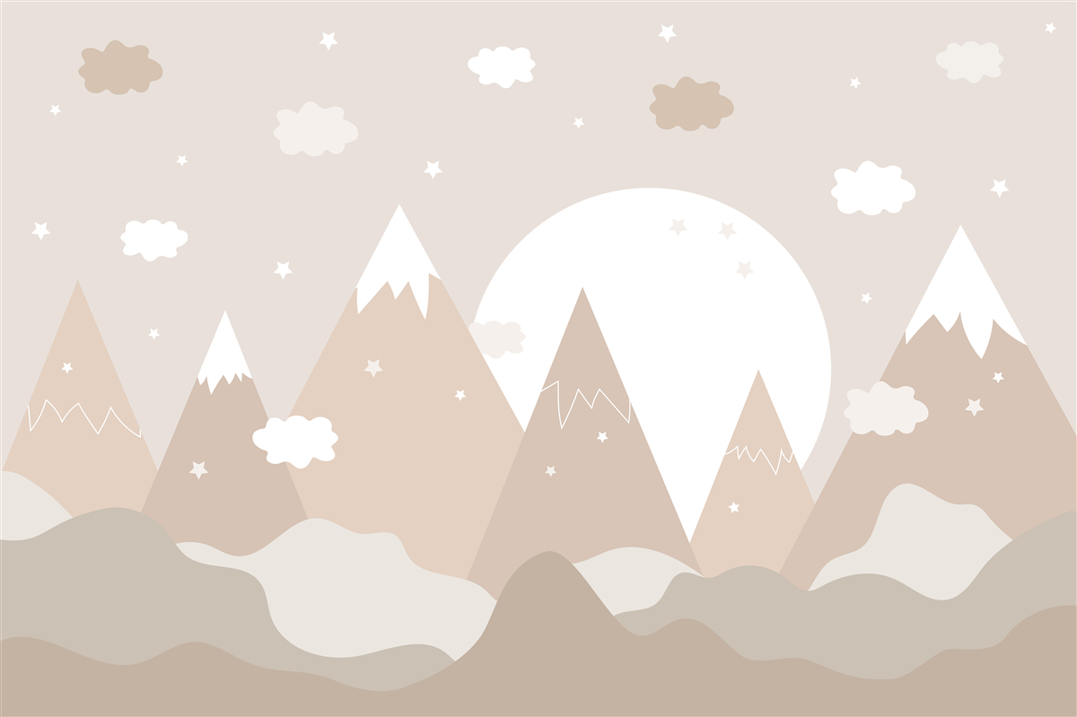 Fototapeta vrcholy zobrazené na plátne a svietiaci mesiac v splne