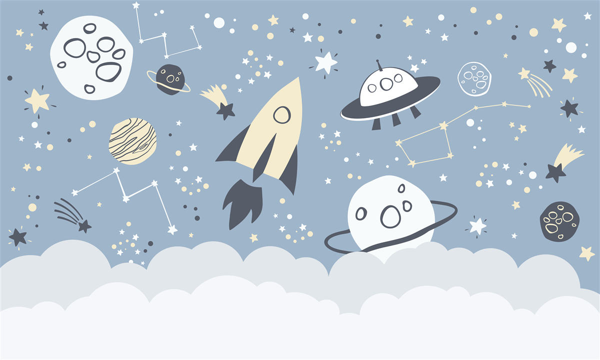 Fototapeta kozmická loď a ufo vo vákuu vesmíru