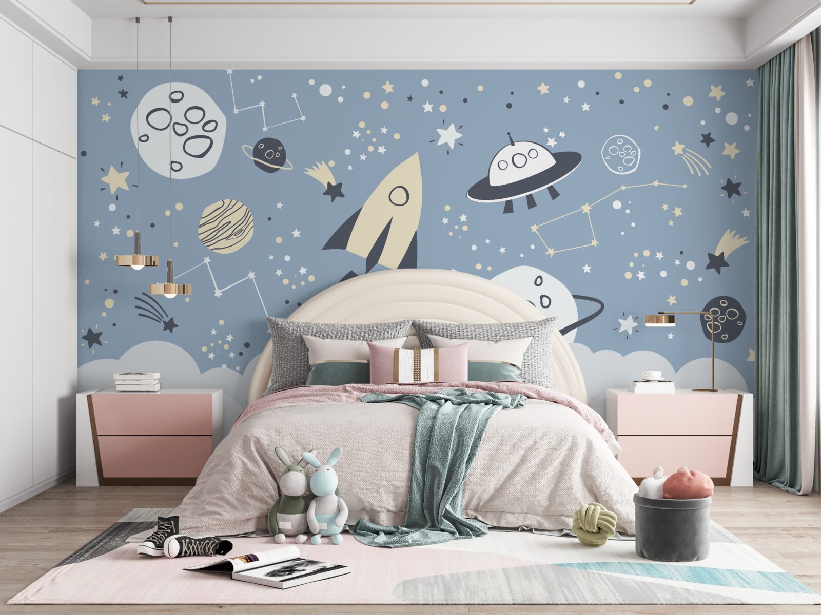 Fototapeta kozmická loď a ufo vo vákuu vesmíru