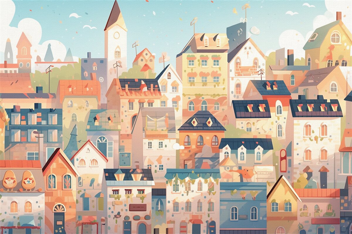 Fototapeta strechy mestských domov