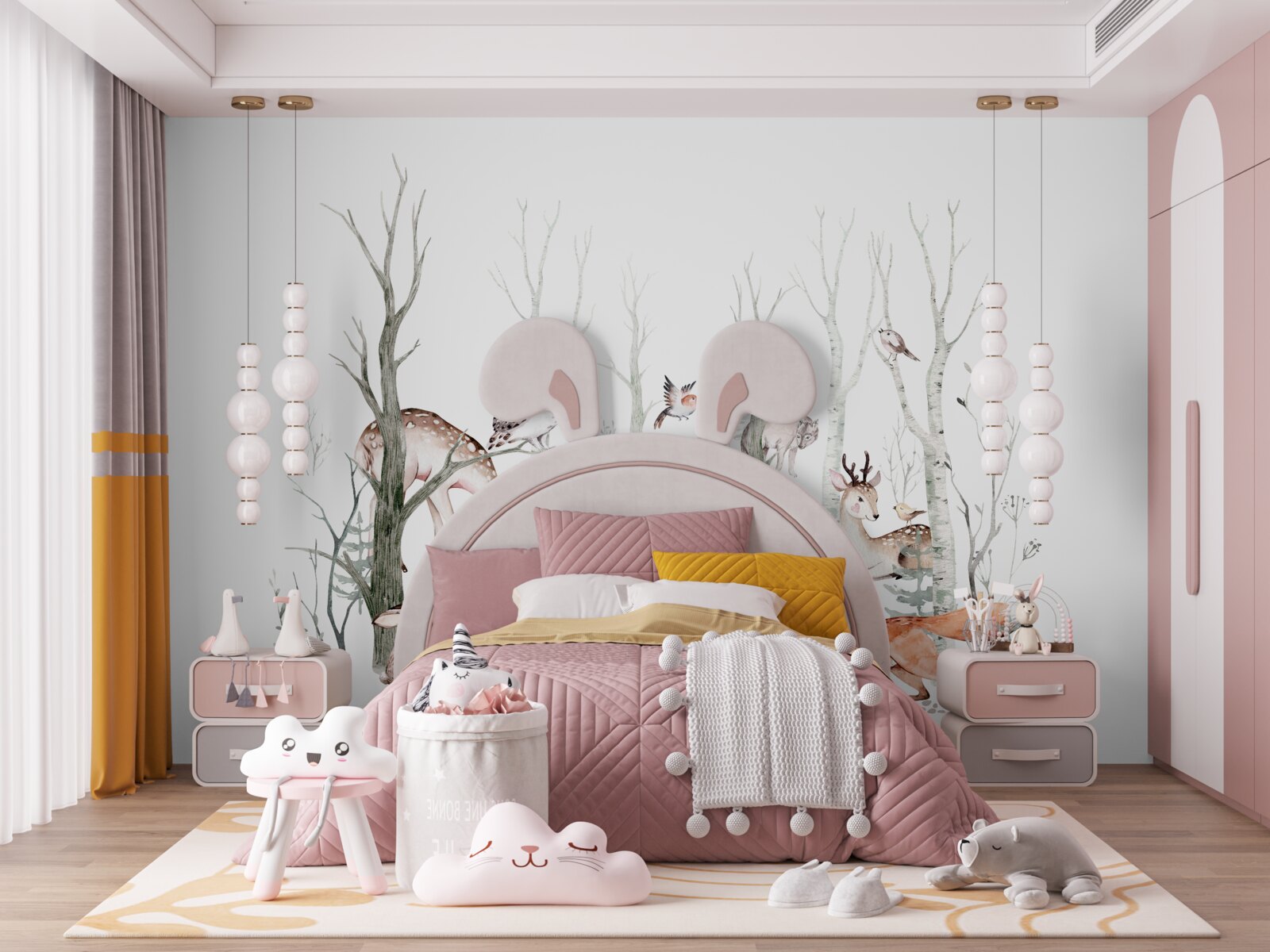 Fototapeta zvieratá v lese zobrazené akvarelom