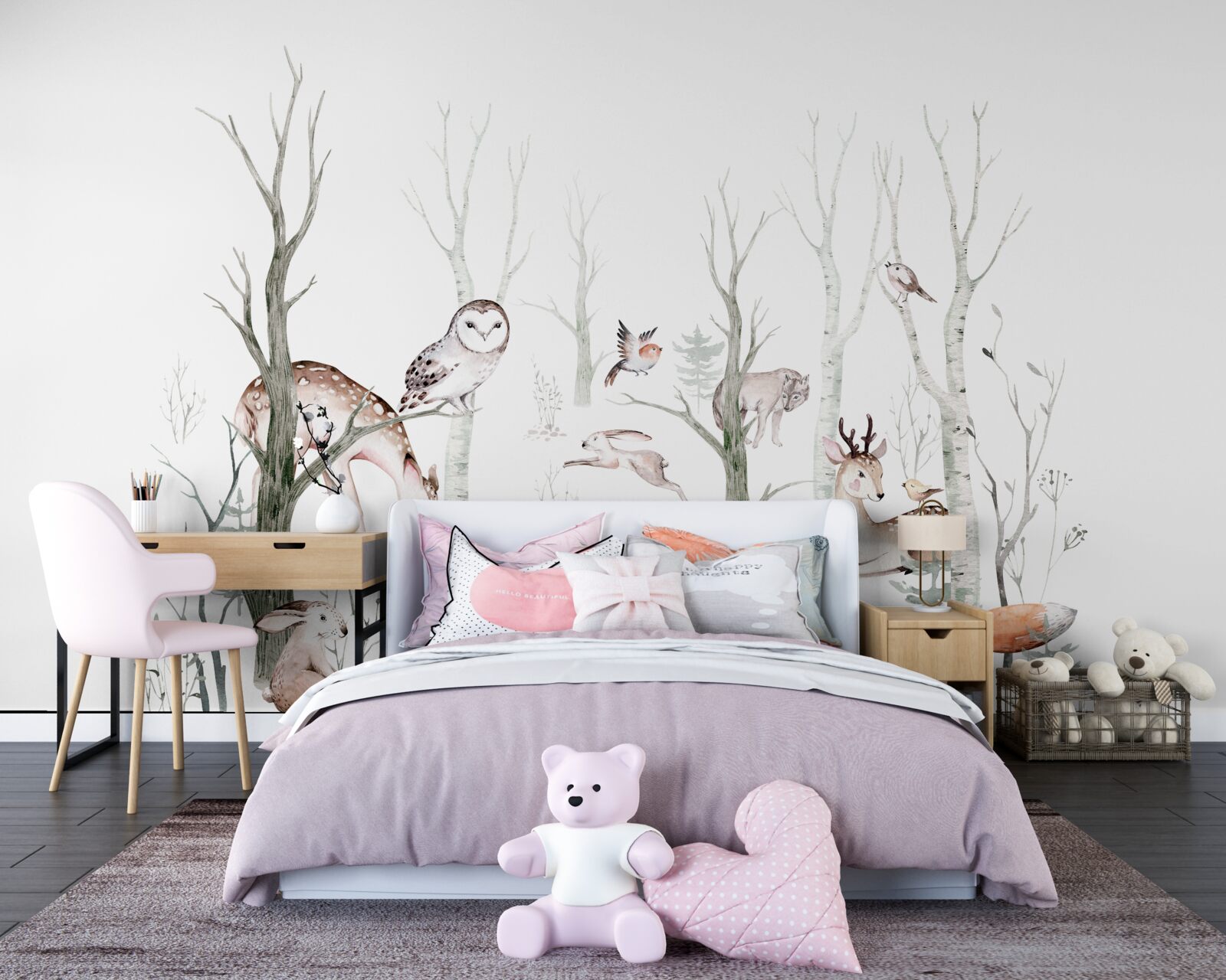 Fototapeta zvieratá v lese zobrazené akvarelom