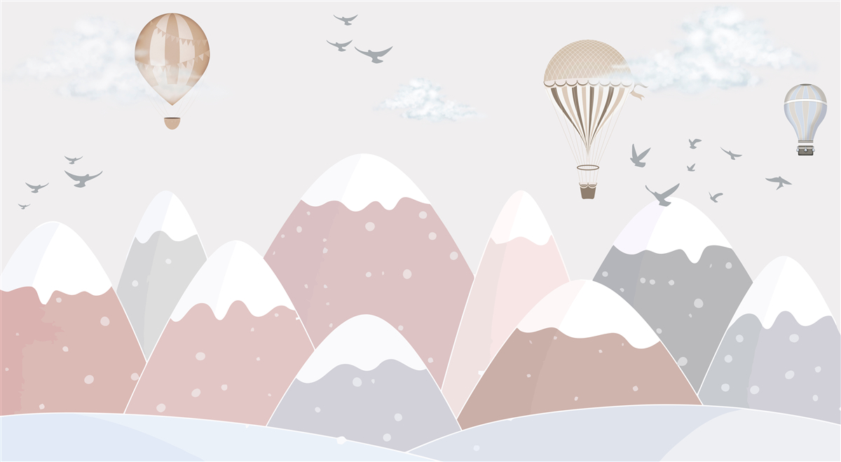 Fototapeta balóny plávajúce na oblohe prekračujú zasnežené horské štíty