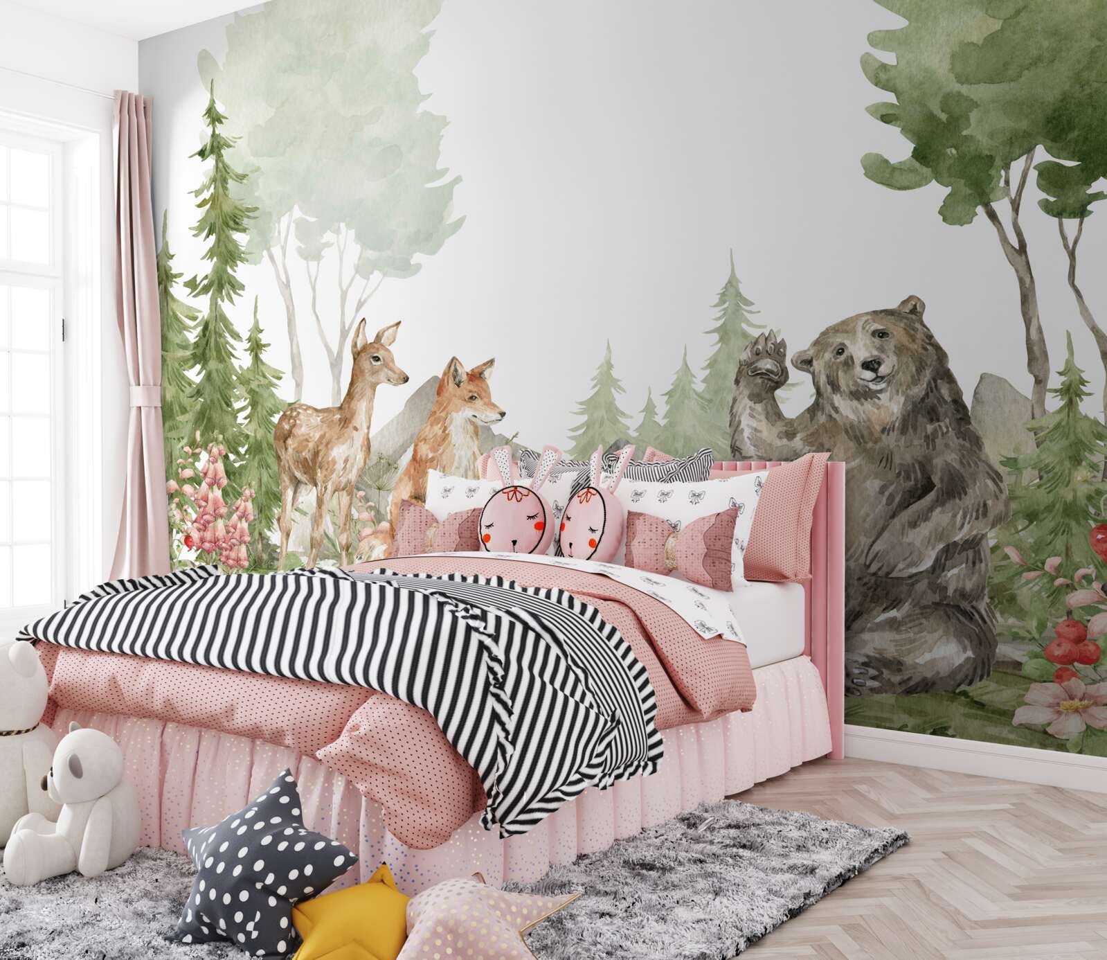 Fototapeta medveď, sob a líška vo voľnej prírode