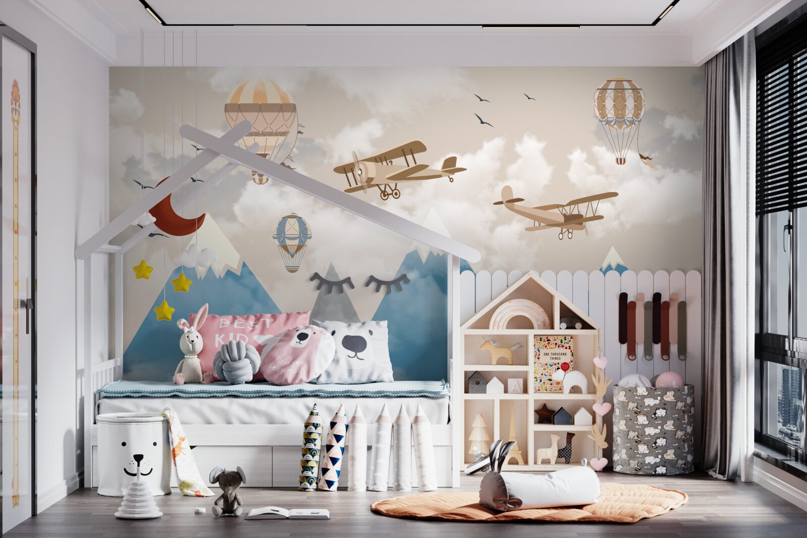 Fototapeta pohyb vtákov a letecká doprava cez horské štíty