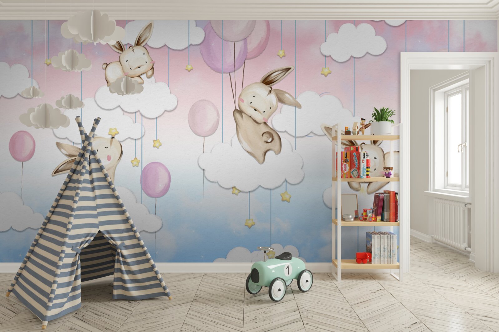 Fototapeta králiky na oblakoch