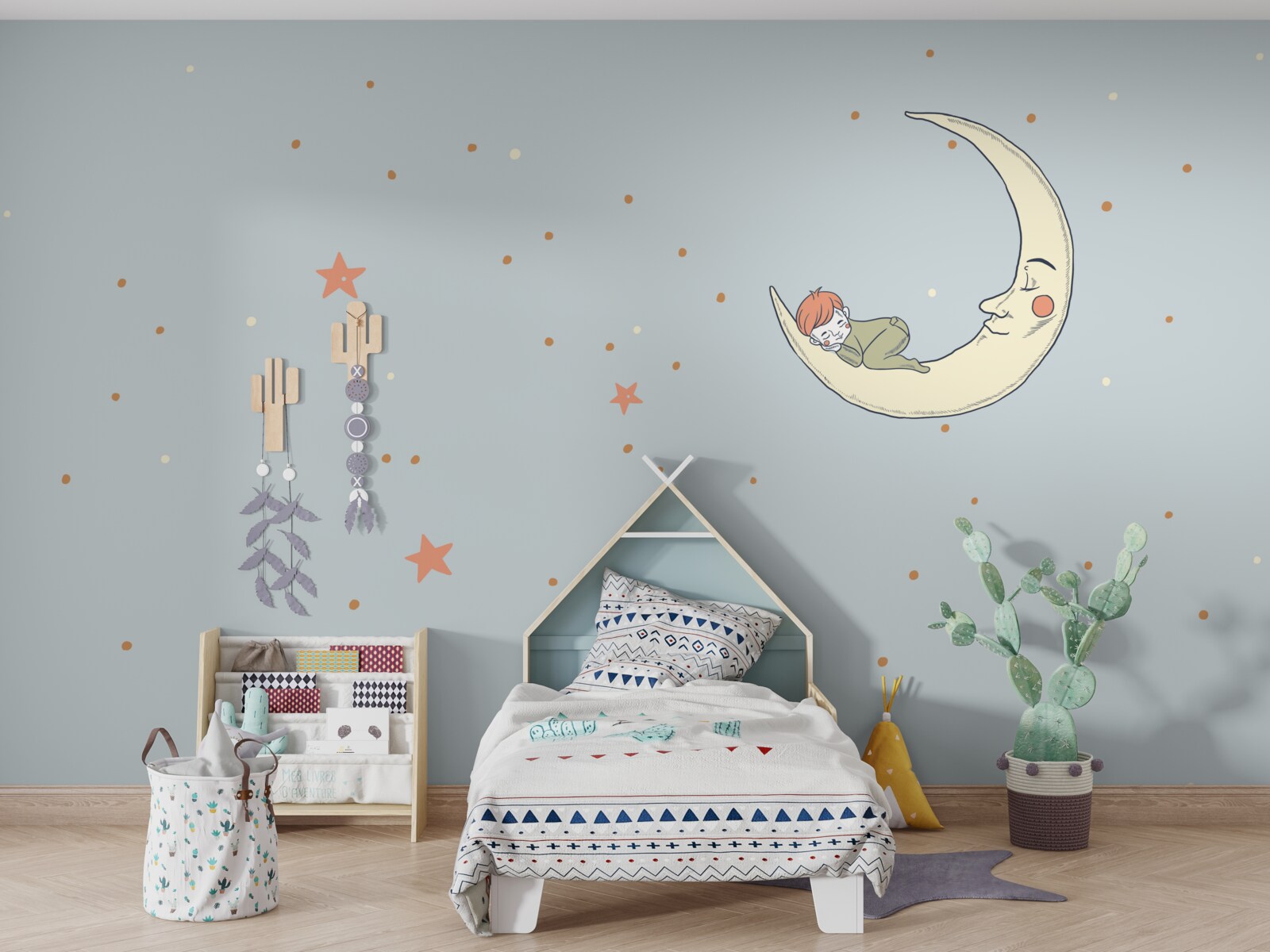 Fototapeta dieťa zaspí pri mesačnom svite