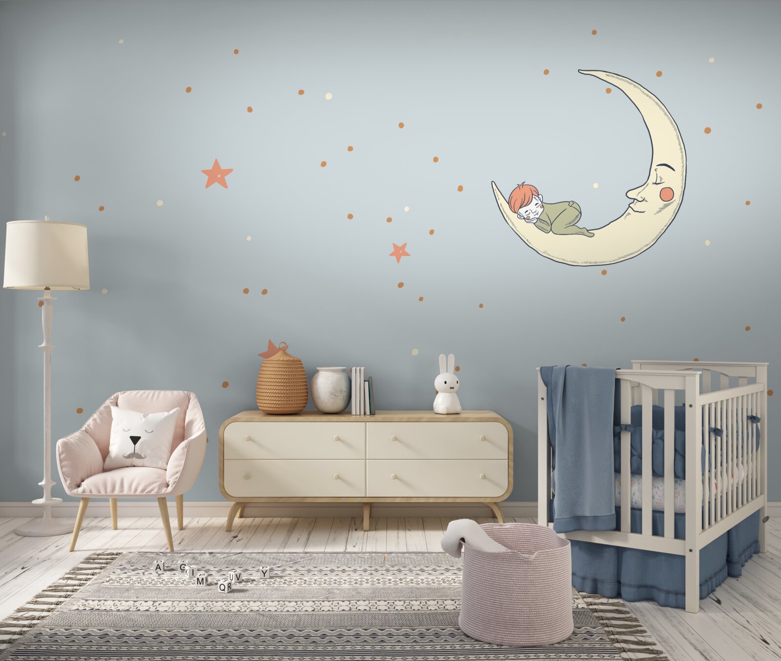 Fototapeta dieťa zaspí pri mesačnom svite