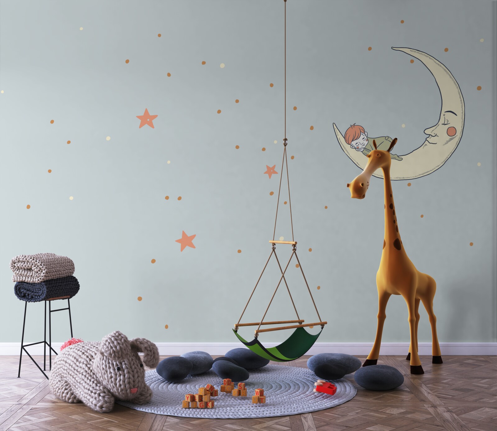 Fototapeta dieťa zaspí pri mesačnom svite