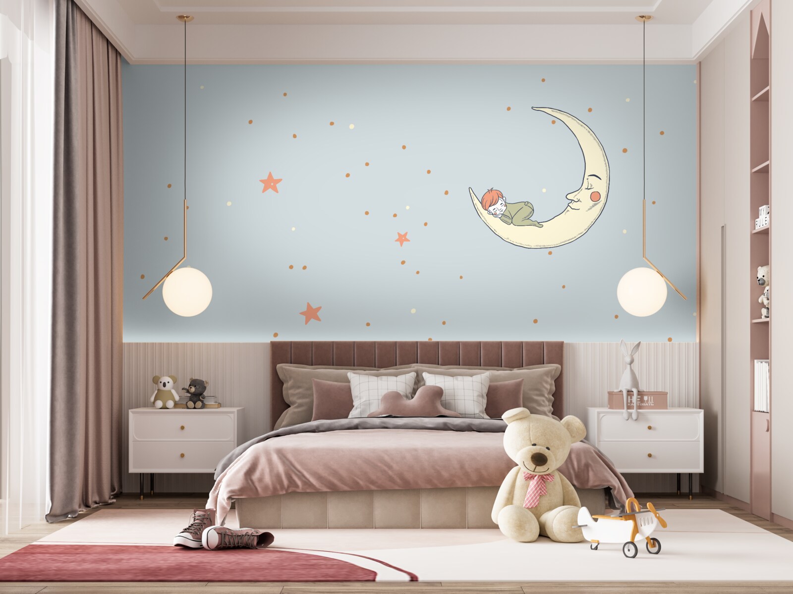 Fototapeta dieťa zaspí pri mesačnom svite