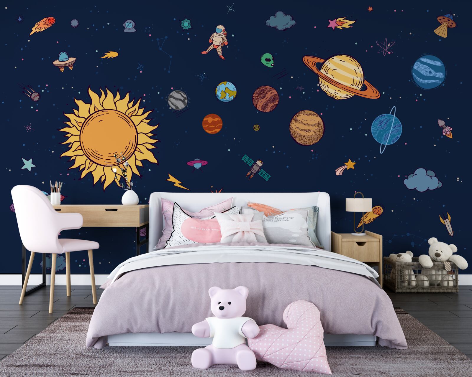 Fototapeta medzi planétami, vo vesmíre, je človek