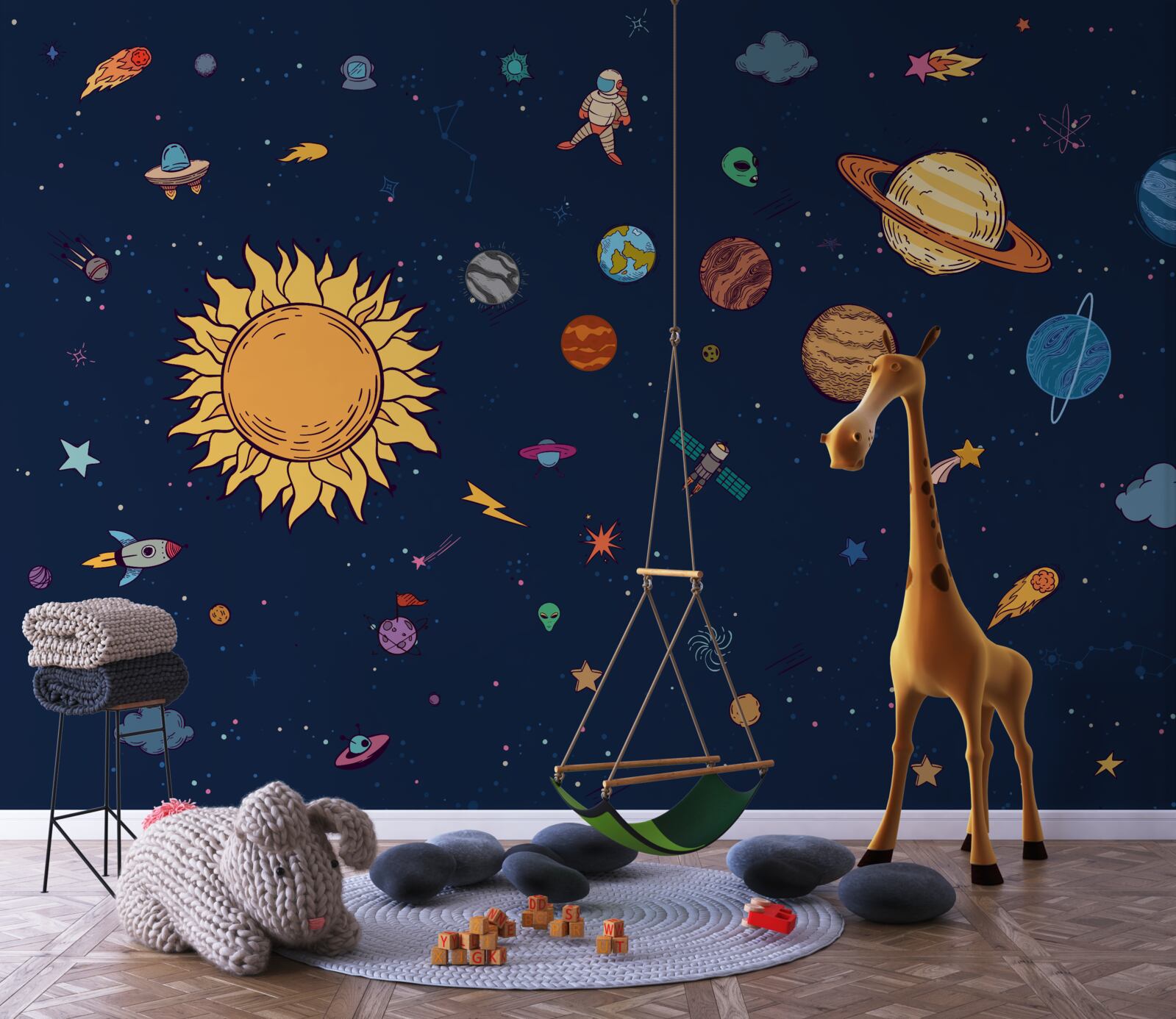 Fototapeta medzi planétami, vo vesmíre, je človek