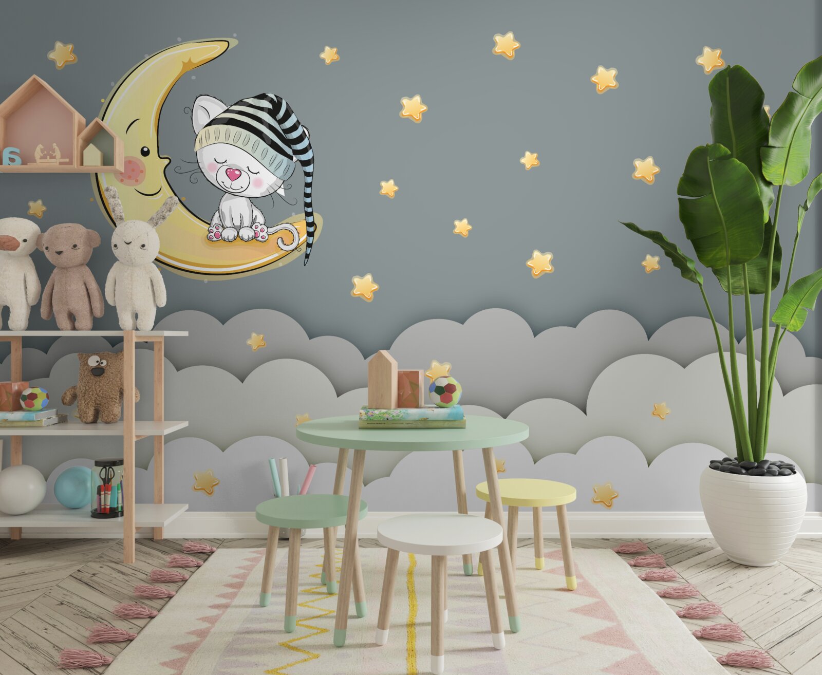 Fototapeta malý našuchorený v čelenke na zemskom satelite