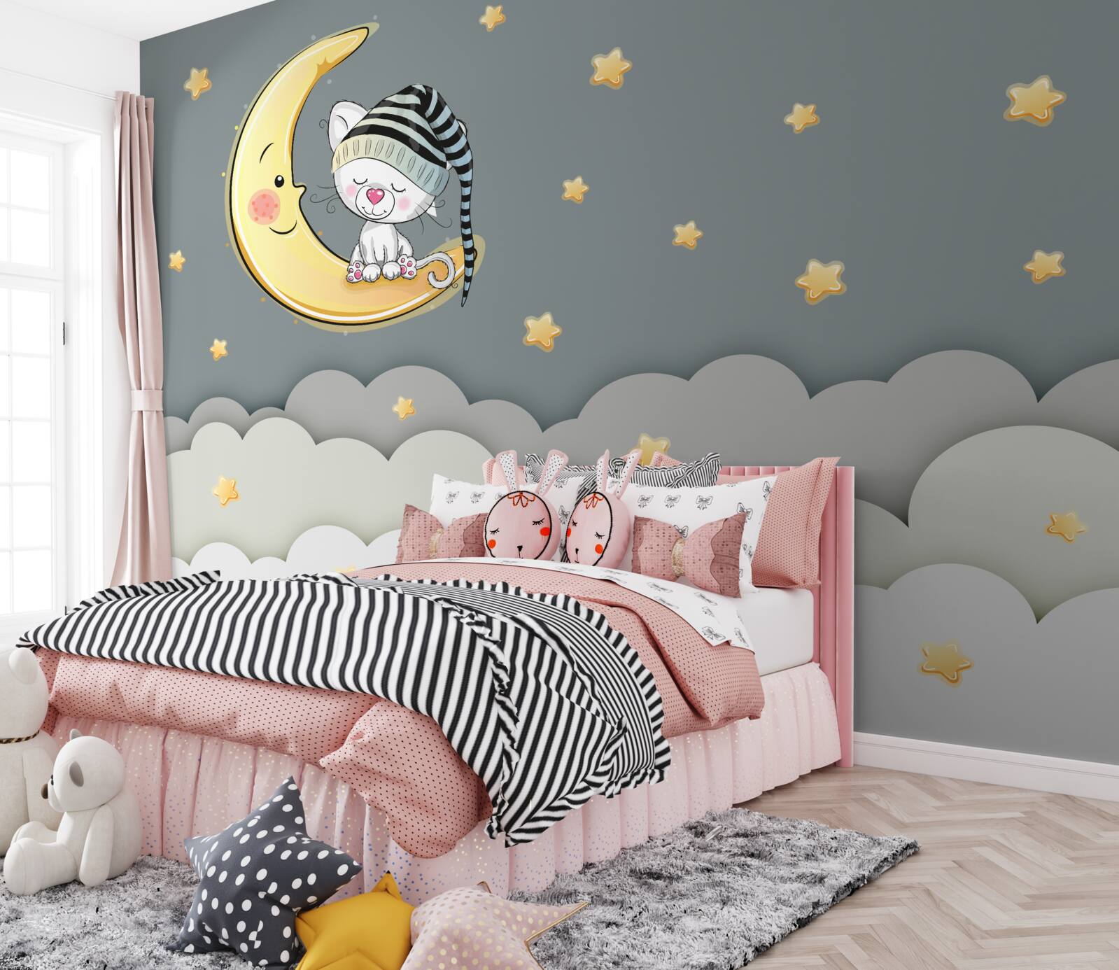 Fototapeta malý našuchorený v čelenke na zemskom satelite