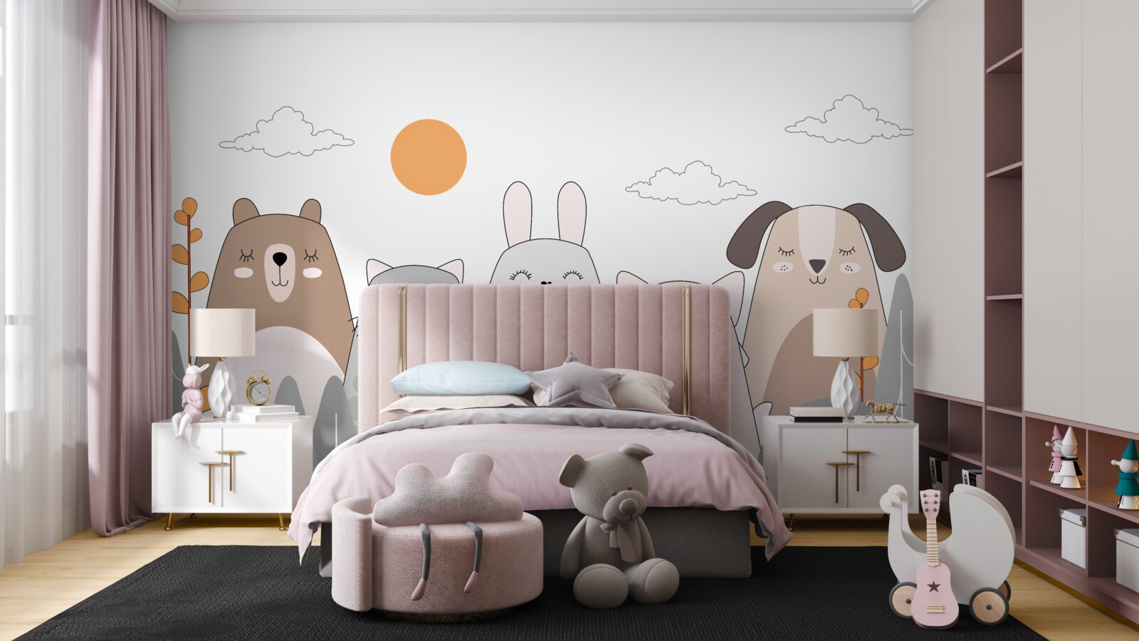 Fototapeta päť šťastne sa usmievajúcich zvierat