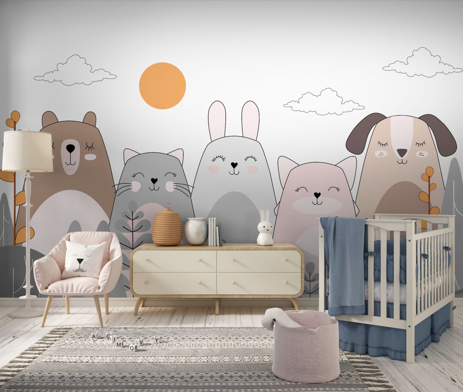 Fototapeta päť šťastne sa usmievajúcich zvierat