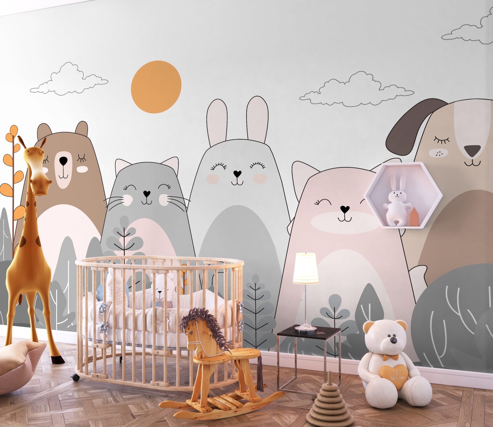 Fototapeta päť šťastne sa usmievajúcich zvierat