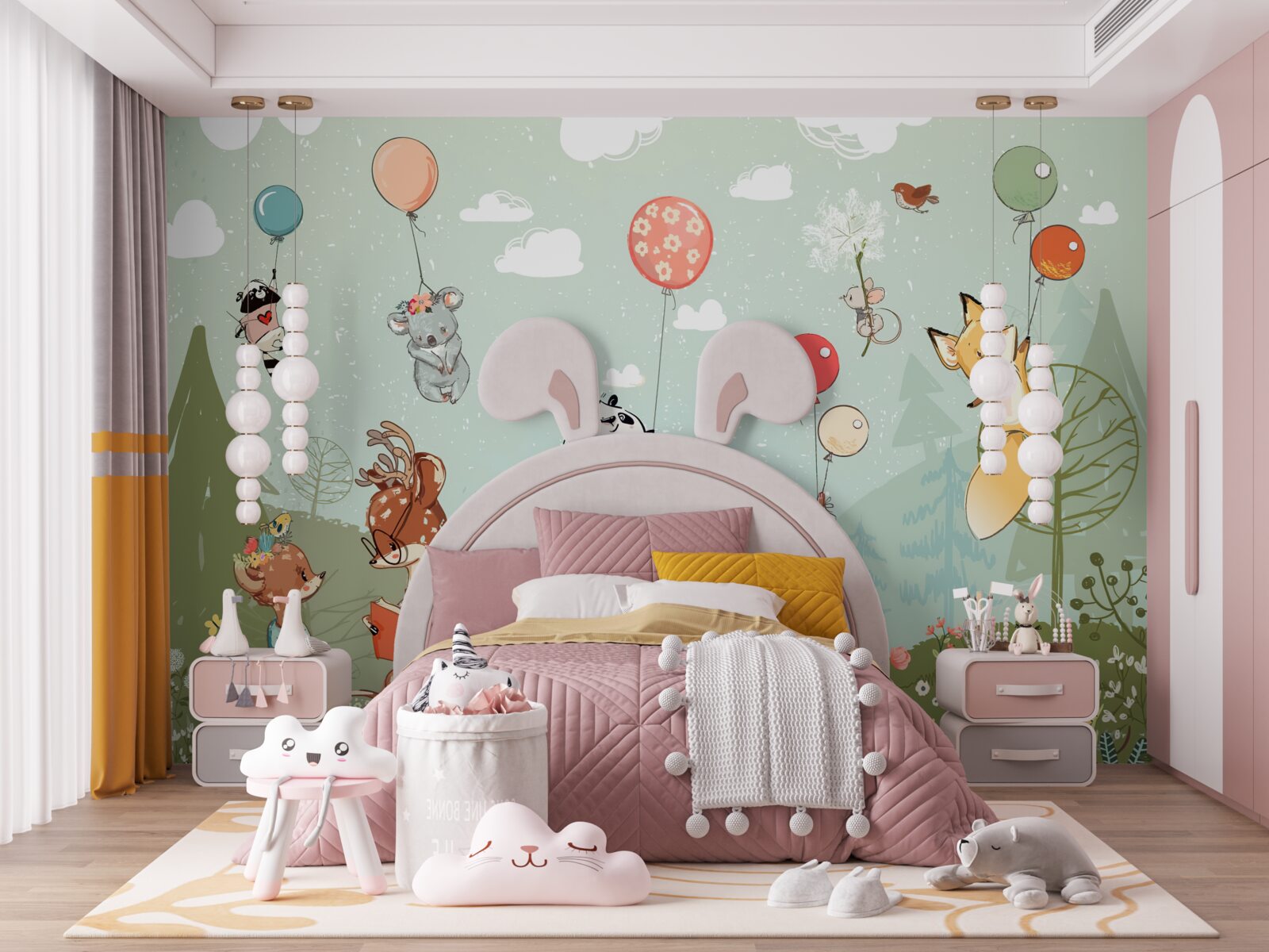 Fototapeta Prírodné bytosti cestujú v balónoch