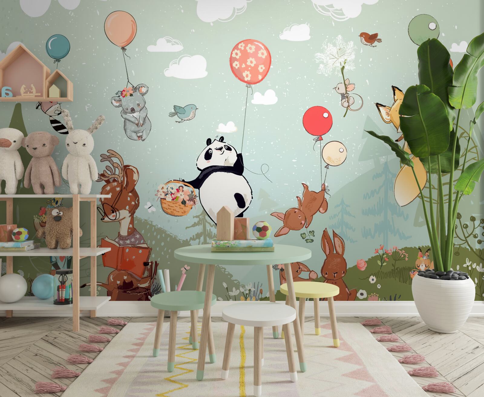 Fototapeta Prírodné bytosti cestujú v balónoch