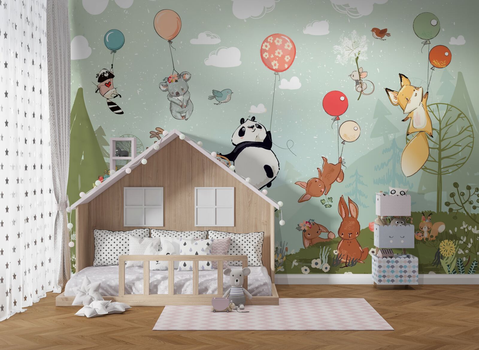 Fototapeta Prírodné bytosti cestujú v balónoch