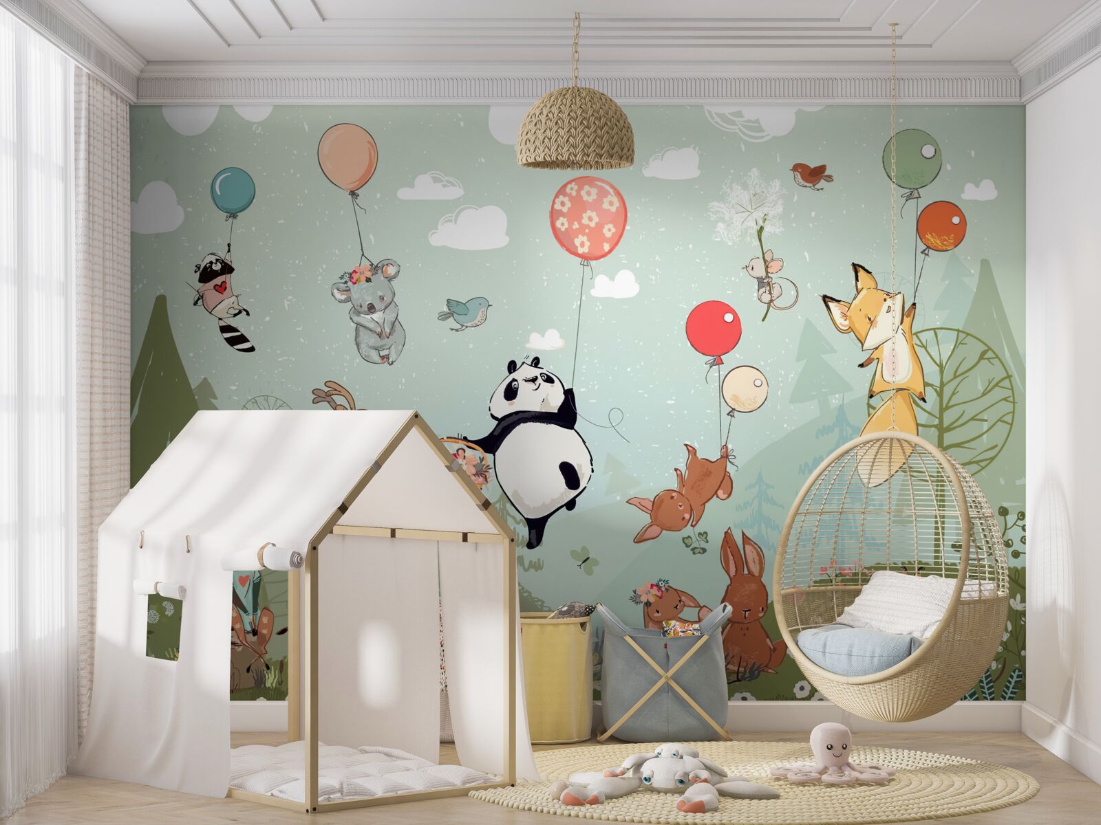 Fototapeta Prírodné bytosti cestujú v balónoch