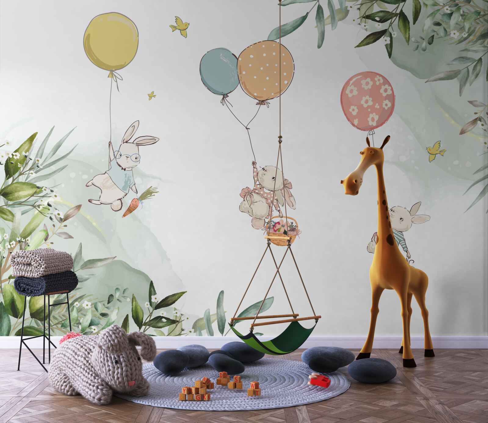 Fototapeta králiky plávajú na balónoch