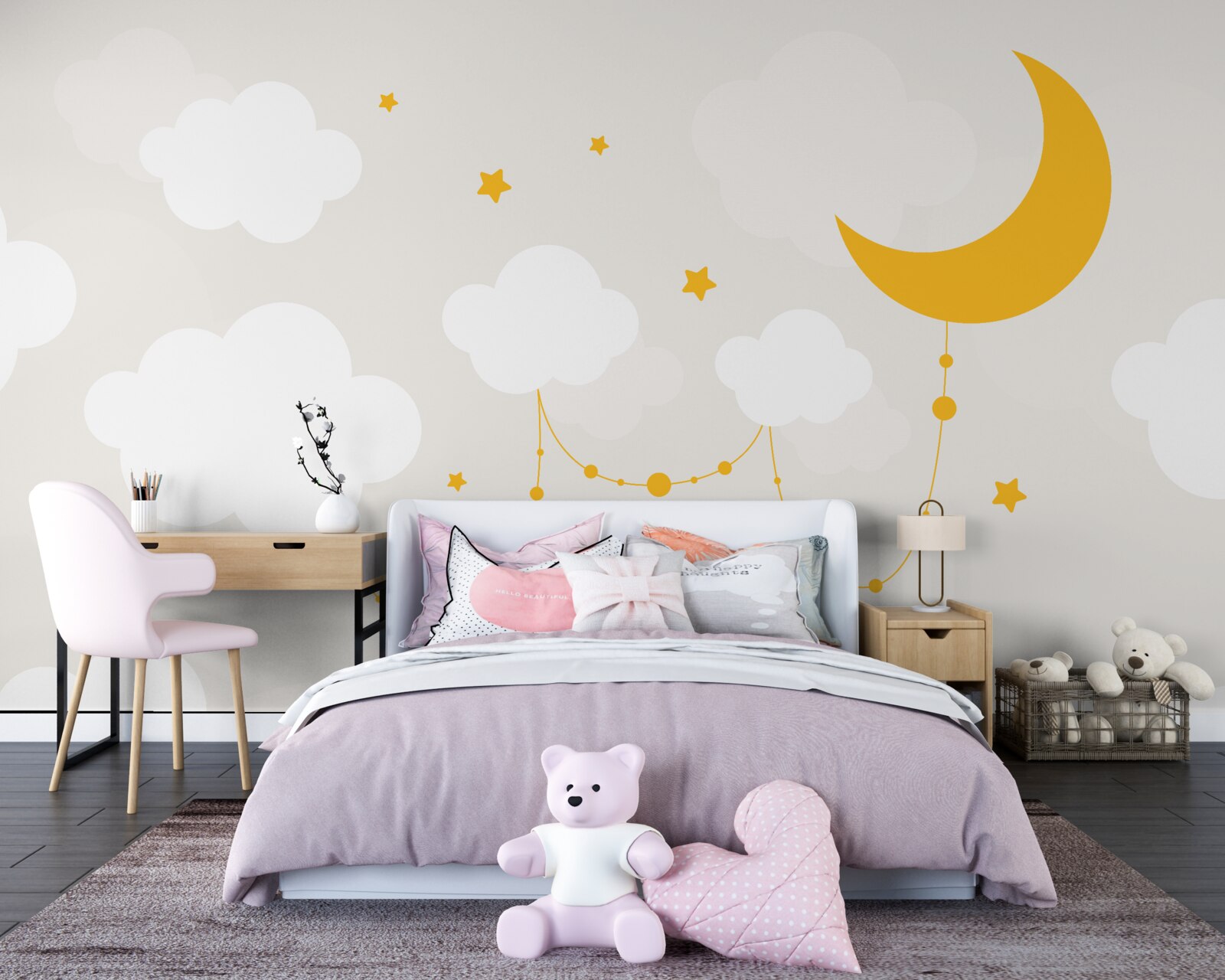 Fototapeta mesiac má zlatý odtieň a malé hviezdy