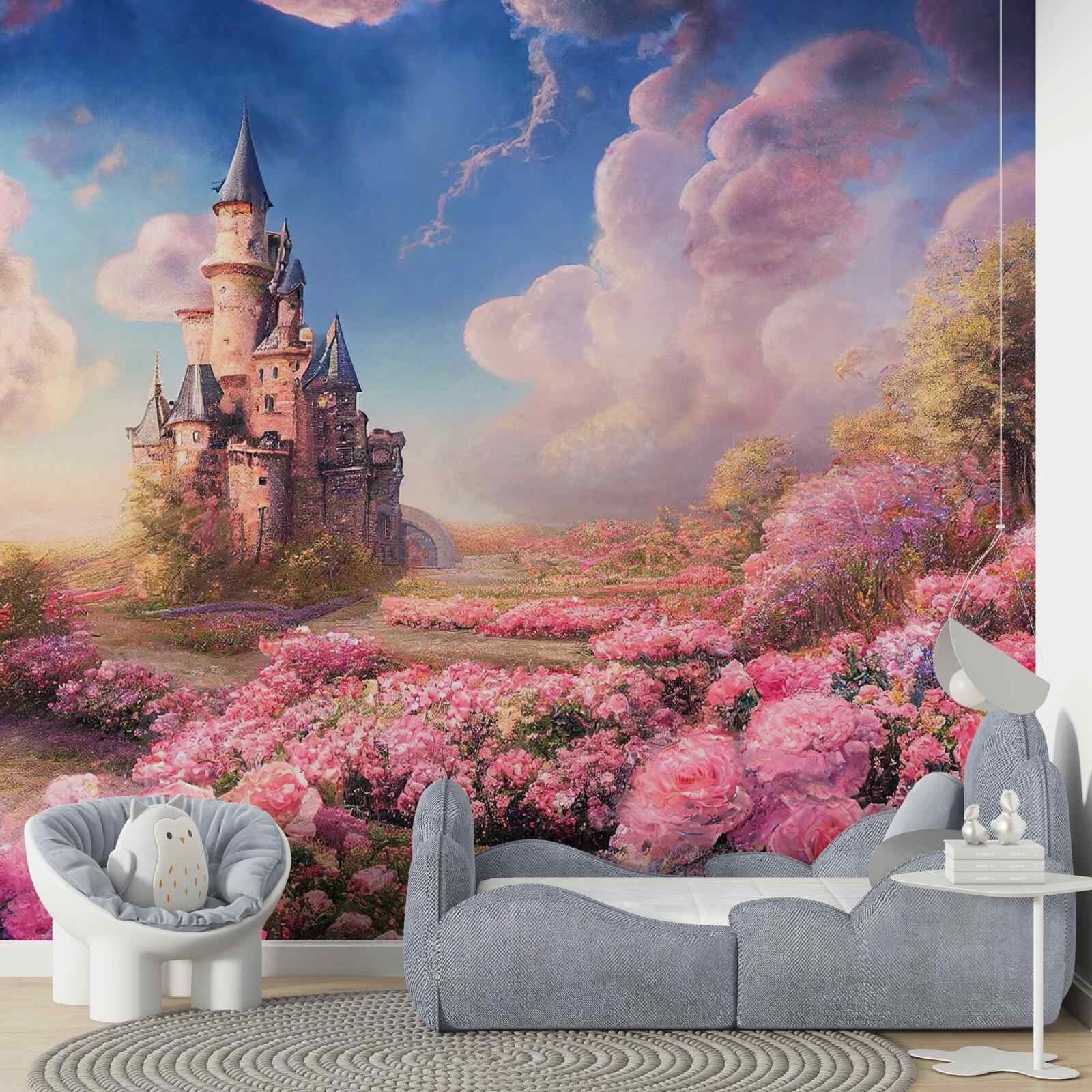 Fototapeta medová dedina s rastlinami na pozadí čarovného kaštieľa