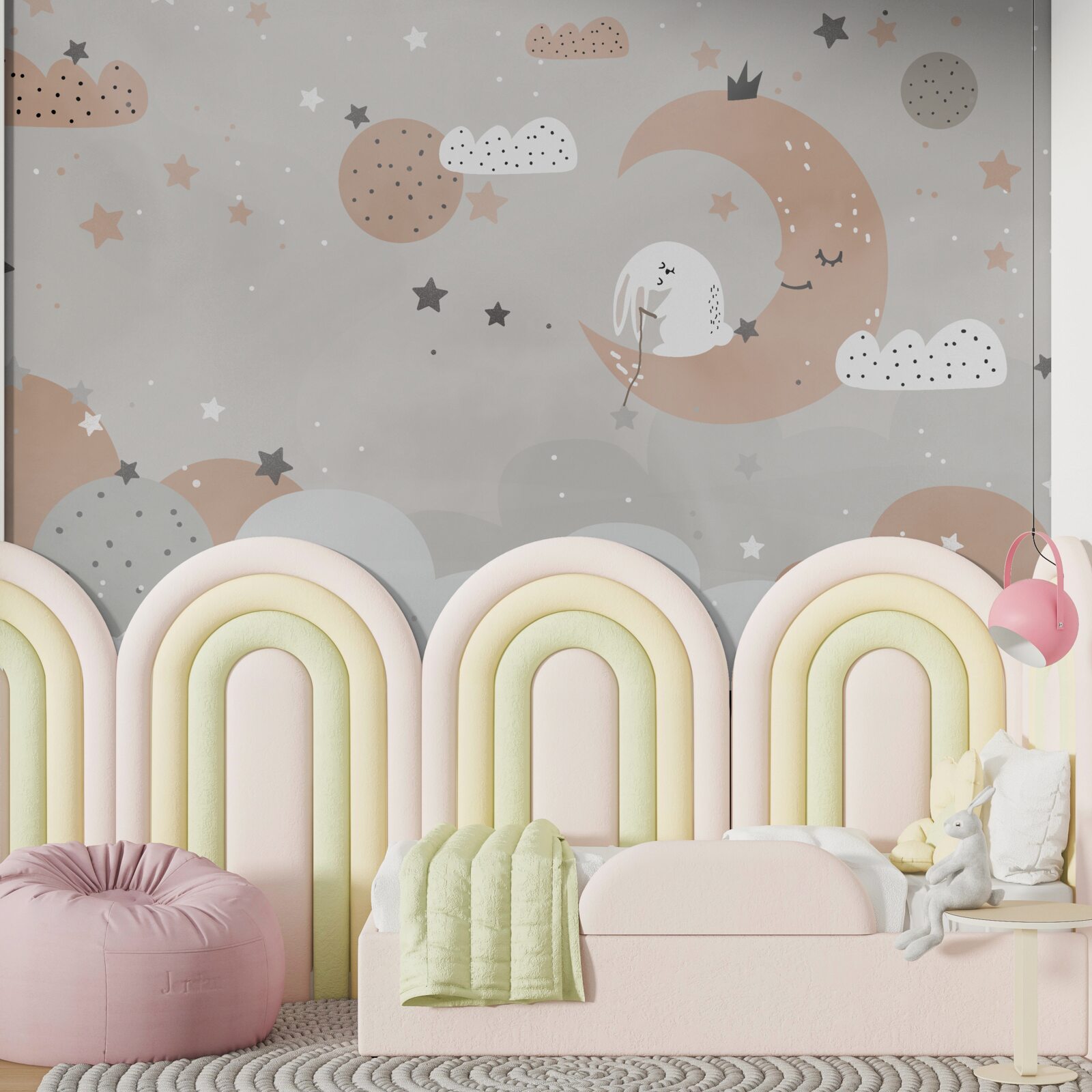 Fototapeta lunárny biely králik zbiera hviezdy